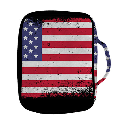 Grunge American Flag Print Front Pocket Bible Bag