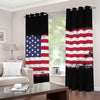 Grunge American Flag Print Grommet Curtains