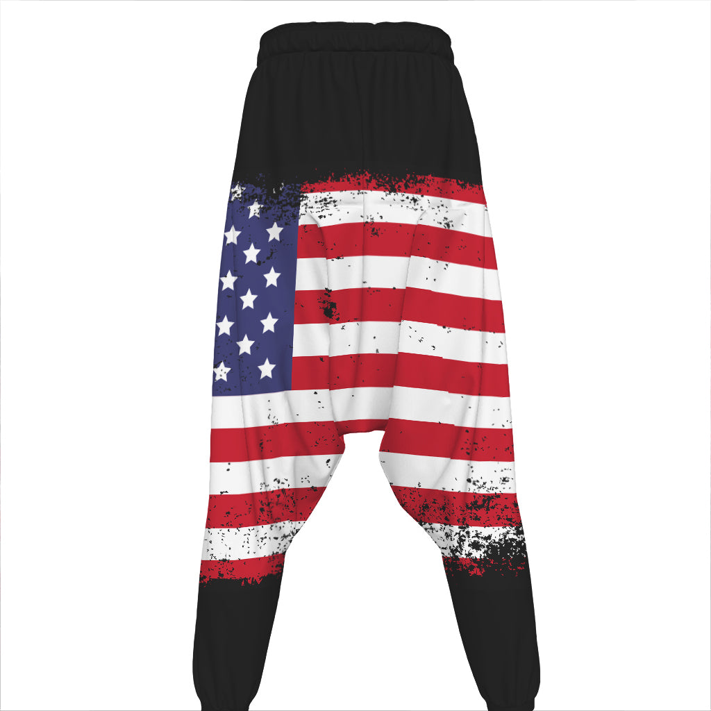 Grunge American Flag Print Hammer Pants