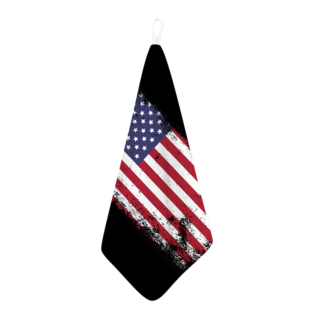 Grunge American Flag Print Hand Towel