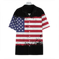 Grunge American Flag Print Hawaiian Shirt