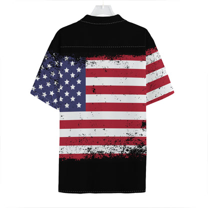 Grunge American Flag Print Hawaiian Shirt