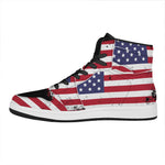 Grunge American Flag Print High Top Leather Sneakers