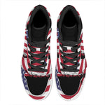 Grunge American Flag Print High Top Leather Sneakers