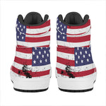 Grunge American Flag Print High Top Leather Sneakers