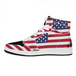 Grunge American Flag Print High Top Leather Sneakers