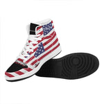 Grunge American Flag Print High Top Leather Sneakers