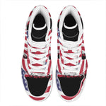 Grunge American Flag Print High Top Leather Sneakers