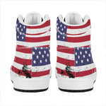 Grunge American Flag Print High Top Leather Sneakers