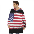 Grunge American Flag Print Hoodie Blanket