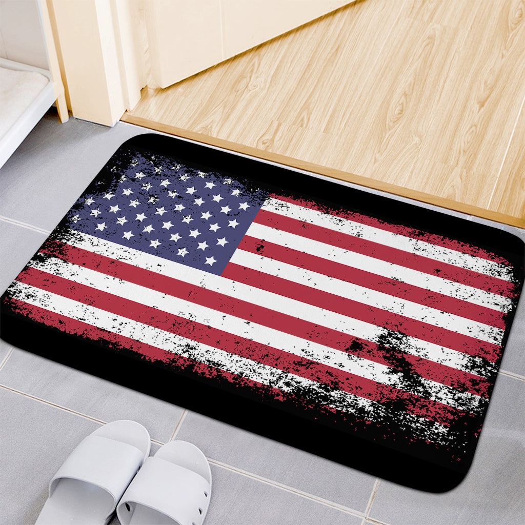 Grunge American Flag Print Indoor Door Mat
