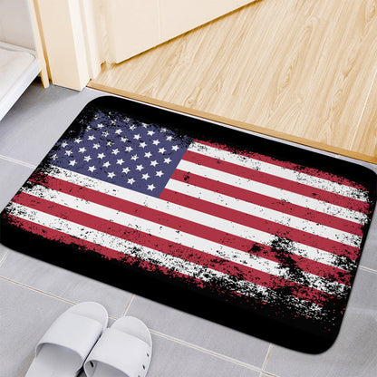 Grunge American Flag Print Indoor Door Mat