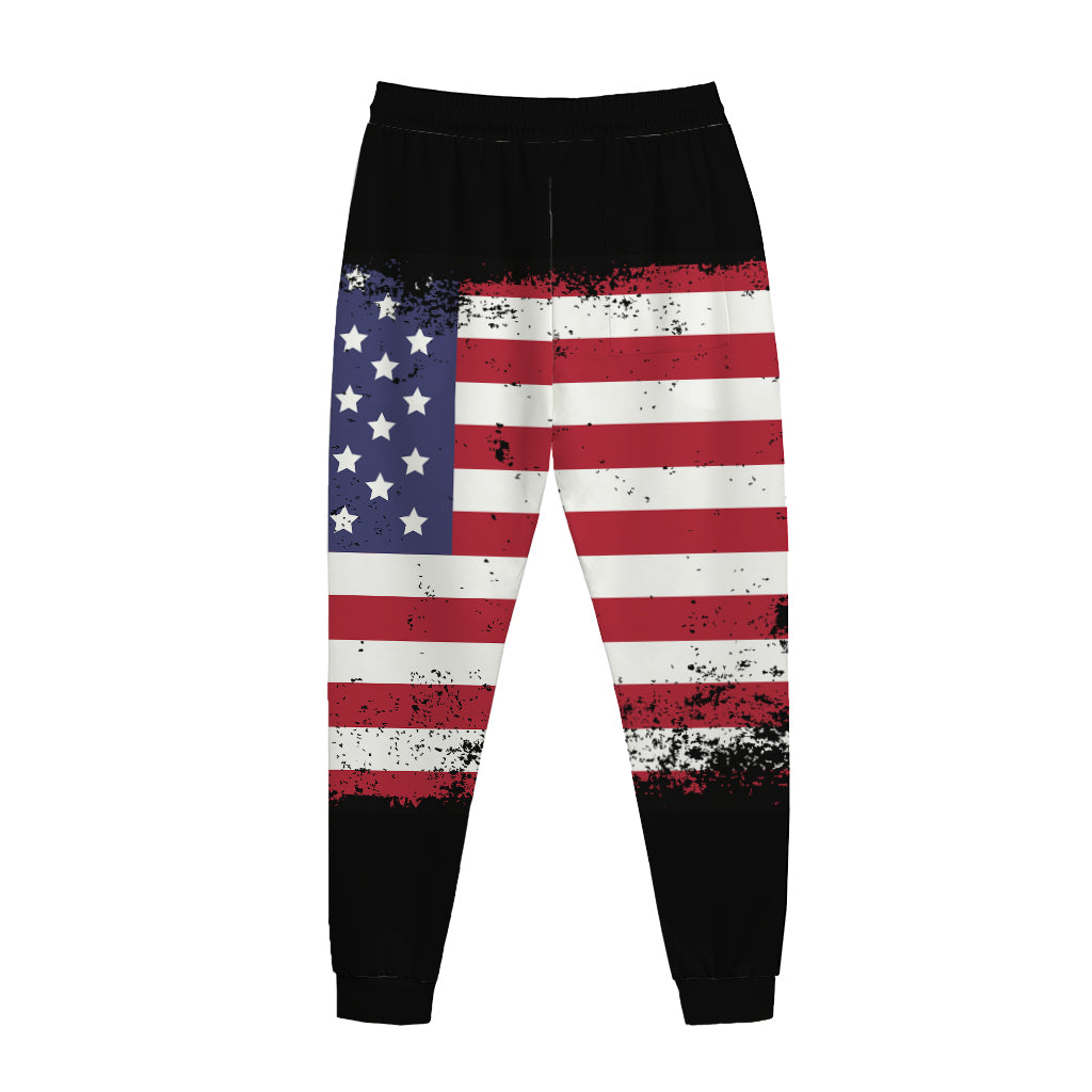 Grunge American Flag Print Jogger Pants