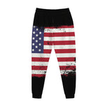 Grunge American Flag Print Jogger Pants