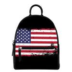 Grunge American Flag Print Leather Backpack