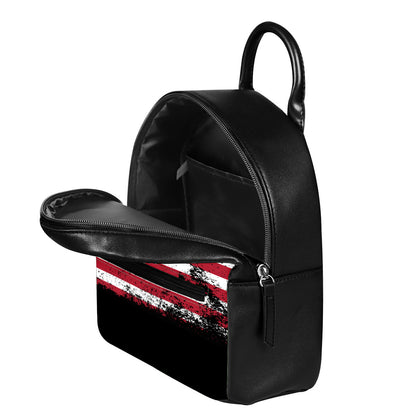Grunge American Flag Print Leather Backpack