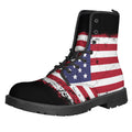 Grunge American Flag Print Lace-Up Boots