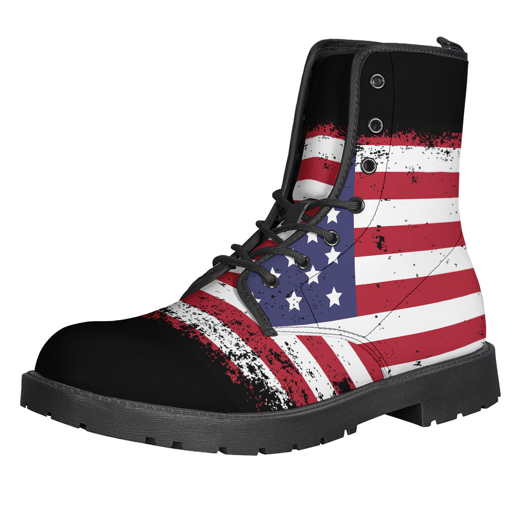 Grunge American Flag Print Backpack