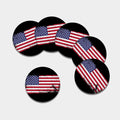 Grunge American Flag Print Leather Coaster Set