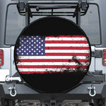 Grunge American Flag Print Leather Spare Tire Cover