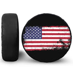 Grunge American Flag Print Leather Spare Tire Cover