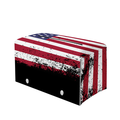 Grunge American Flag Print Leather Tissue Box Cover