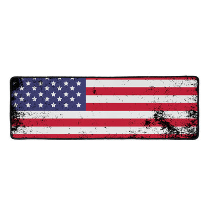 Grunge American Flag Print Long Kitchen Mat
