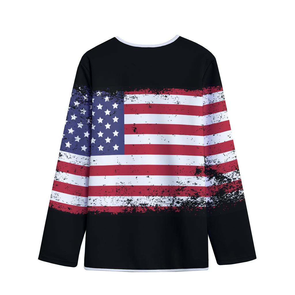 Grunge American Flag Print Long Sleeve Short Coat