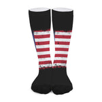 Grunge American Flag Print Long Socks