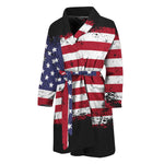 Grunge American Flag Print Men's Bathrobe
