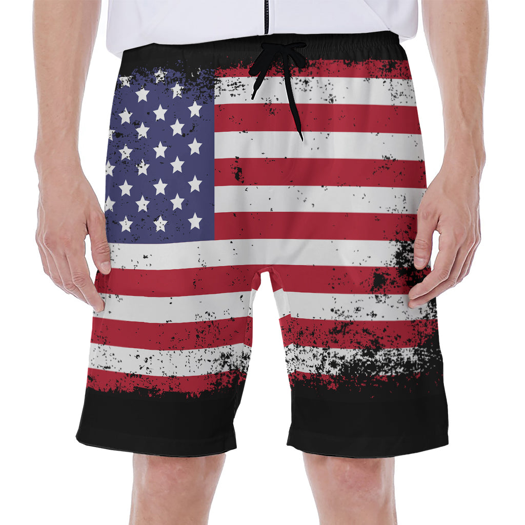 Grunge American Flag Print Men's Beach Shorts