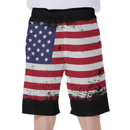 Grunge American Flag Print Men's Beach Shorts