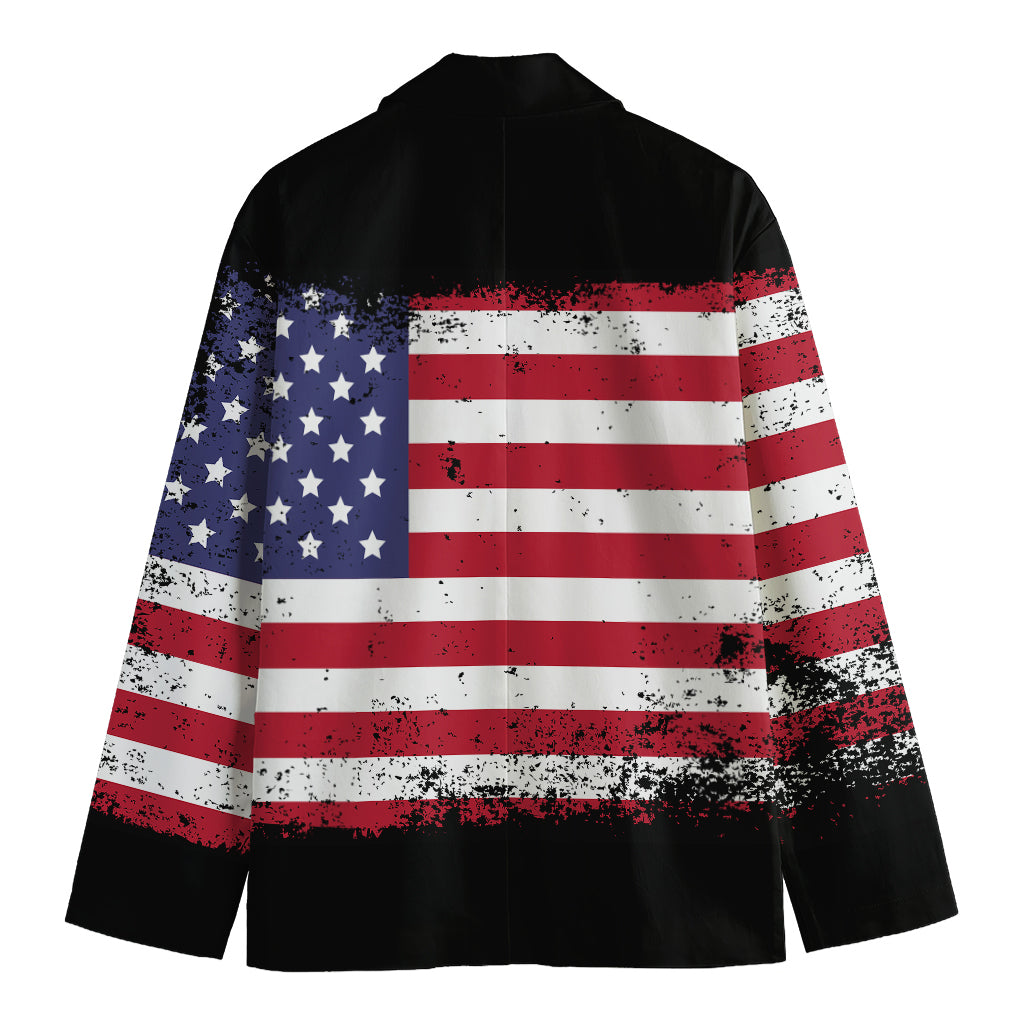 Grunge American Flag Print Men's Blazer