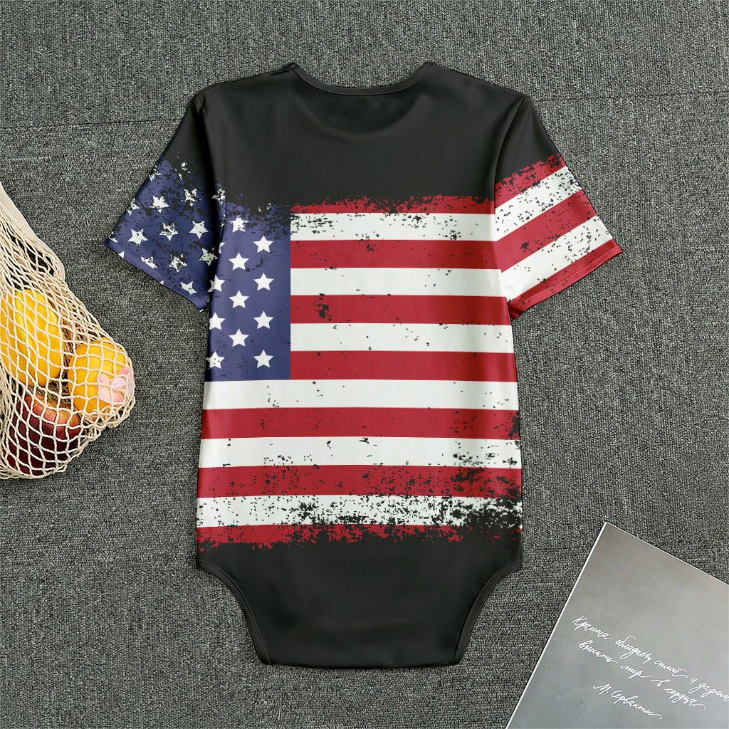Grunge American Flag Print Men's Bodysuit