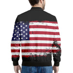 Grunge American Flag Print Men's Bomber Jacket