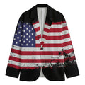 Grunge American Flag Print Men's Cotton Blazer