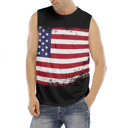 Grunge American Flag Print Men's Fitness Tank Top