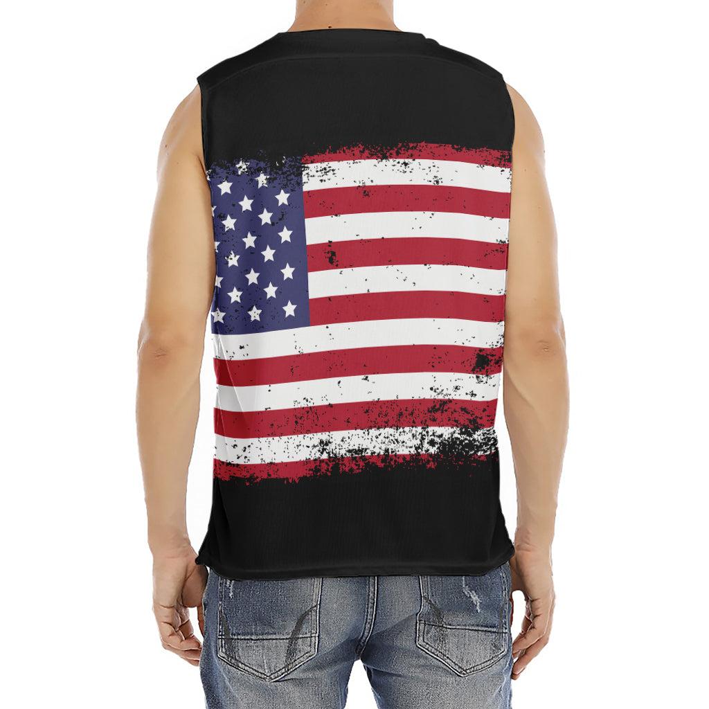 Grunge American Flag Print Men's Fitness Tank Top