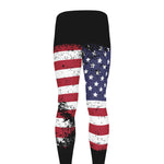 Grunge American Flag Print Men's leggings