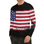 Grunge American Flag Print Men's Long Sleeve Rash Guard