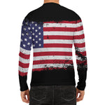 Grunge American Flag Print Men's Long Sleeve Rash Guard