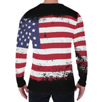 Grunge American Flag Print Men's Long Sleeve T-Shirt