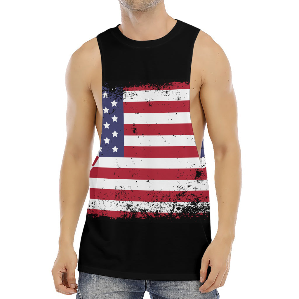 Grunge American Flag Print Men's Muscle Tank Top