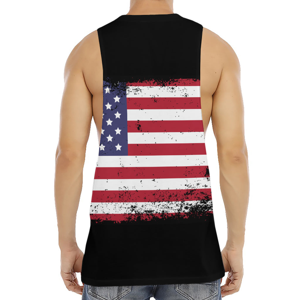 Grunge American Flag Print Men's Muscle Tank Top