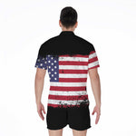 Grunge American Flag Print Men's Rompers