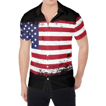 Grunge American Flag Print Men's Shirt