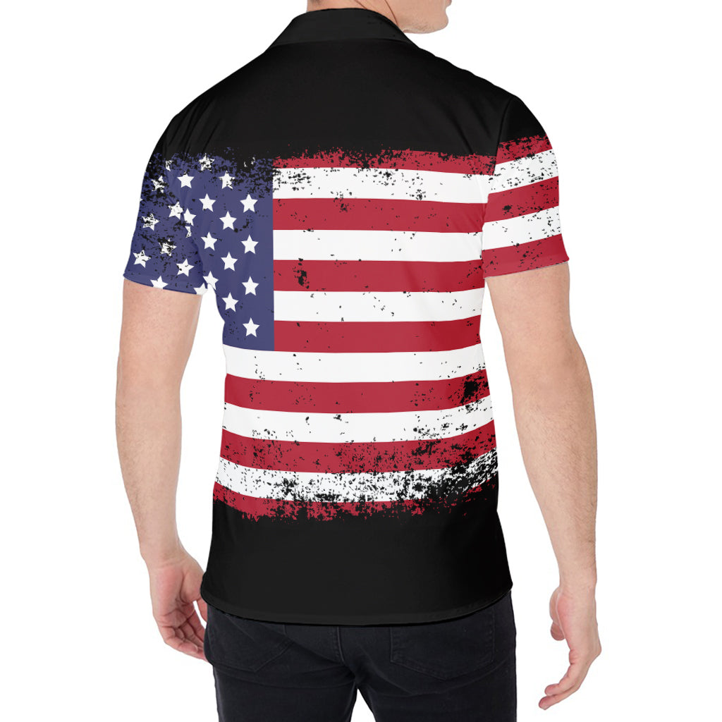Grunge American Flag Print Men's Shirt