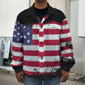 Grunge American Flag Print Men's Shirt Jacket