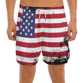 Grunge American Flag Print Men's Split Running Shorts