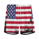 Grunge American Flag Print Men's Sports Shorts